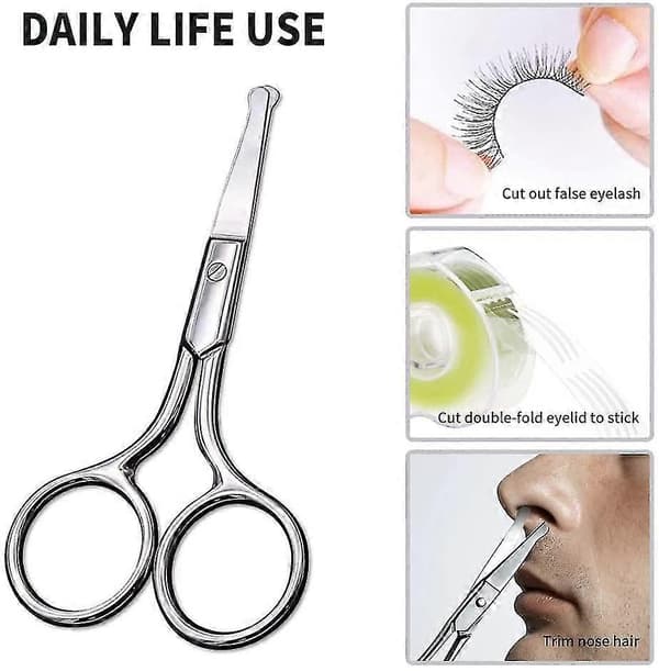 Nose Hair Scissors, Stainless Steel, Small Scissors with Round Tip Design, Does Not Hurt Nasal Cavity