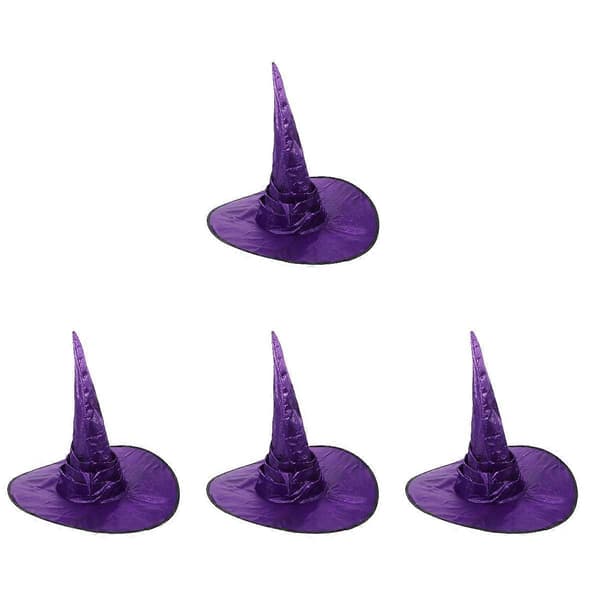 Heksehatt stoff Halloween heksehatt til dekorasjon 4 stk lilla kostymefest