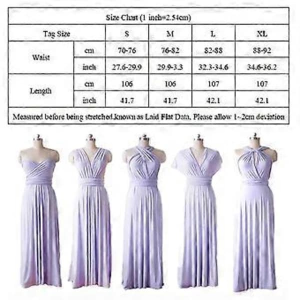 Dame Aftenkjole, Multi-Way Wrap, Brudepige, Formel, Lang Maxi, Konvertibel Kjole (S Champagne)