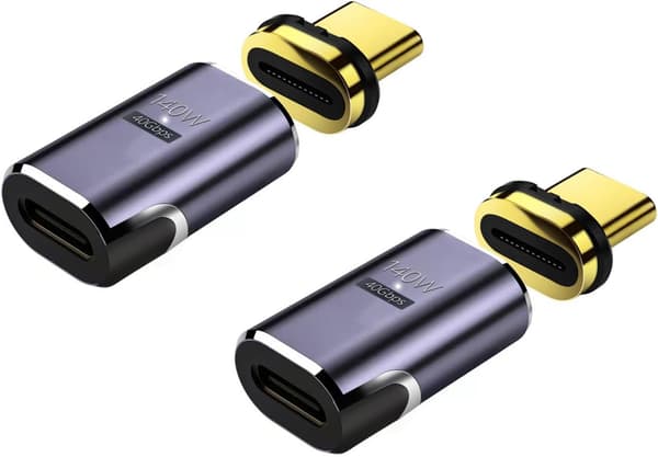 USB-C Magnetisk Adapter, PD 140W, 40 Gbps Dataoverførsel, Magnetisk USB-C Adapter, Type C Magnetisk Stik til Bærbar Telefon HDTV