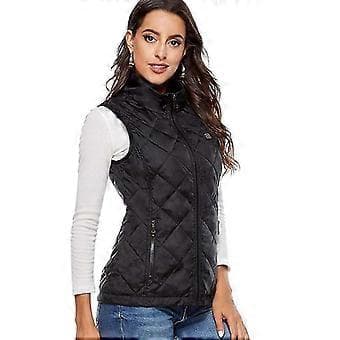 Women's Heated Vest with 4 Heating Zones, Neck Warming Jacket USB Charging (S Black)