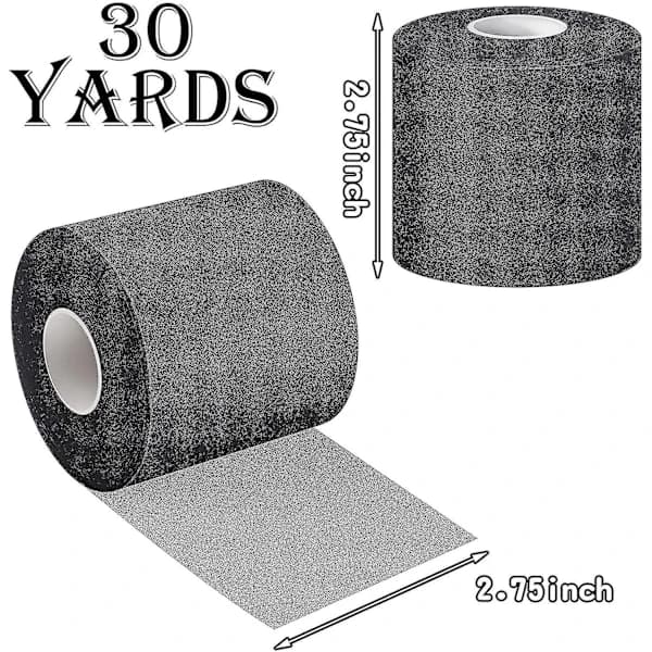 3-pak atletisk tape til sport, forbindingstape 7 cm x 27,4 meter sort