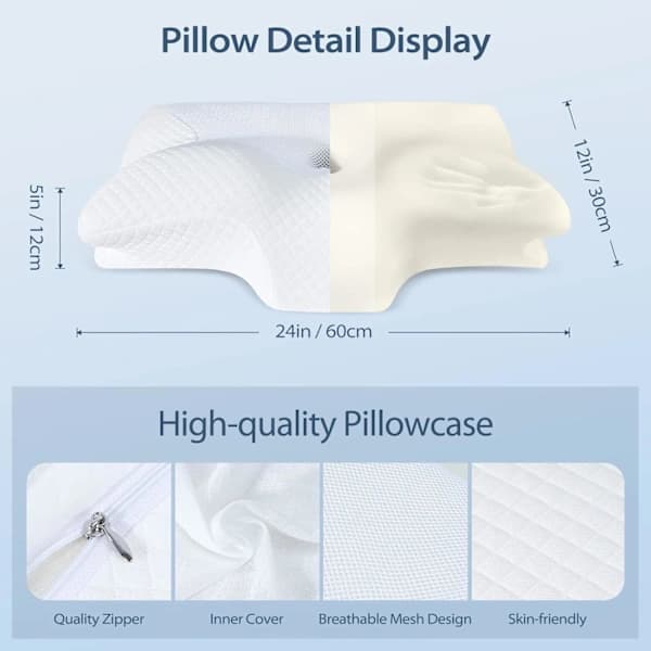 Cervikal Memory Foam-pude, Ortopædisk Nakkestøttepude, Ergonomiske Puder til Side- og Rygsøvn