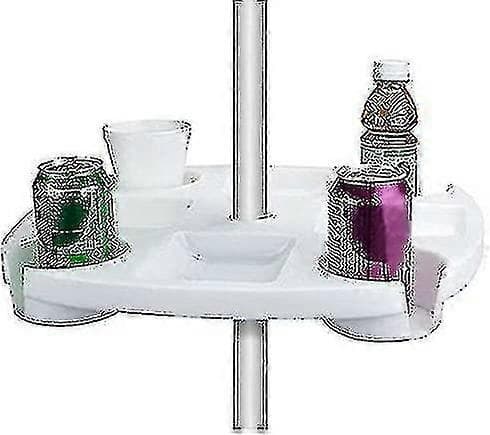 17 \" Large Outdoor Beach Umbrella Table Tray With 4 Cup Holders, 4 Snack Compartments