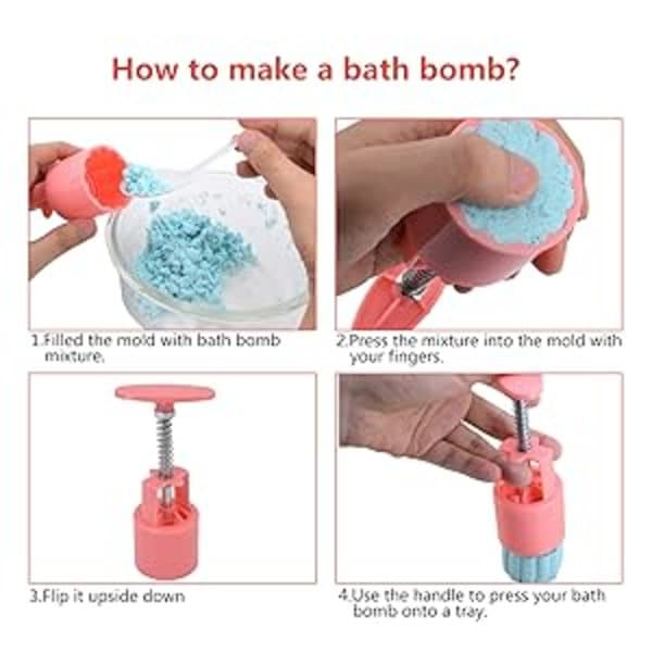 Bath Bomb Mold Kit & Bath Bomb Press DIY Making Material Tools - 1 Barrel 6 Stamps