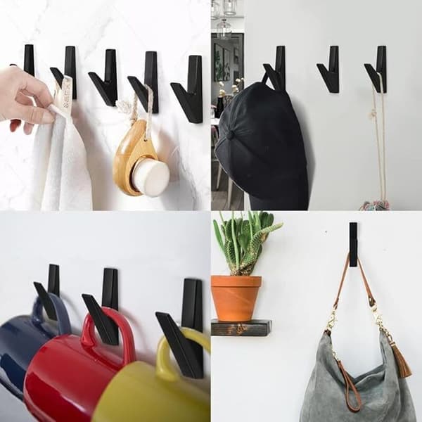 6-pack Wall Mounted Bathroom Hooks, Wall Mounted Coat Rack, Bathroom Hook, for Kitchen, Office, Wardrobe, Aluminum