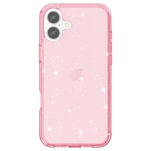AMORUS Deksel til iPhone 17 Myk TPU Hard PC Bakside Støtsikkert Telefondeksel - Glitter Rosa (Glitter Rosa)