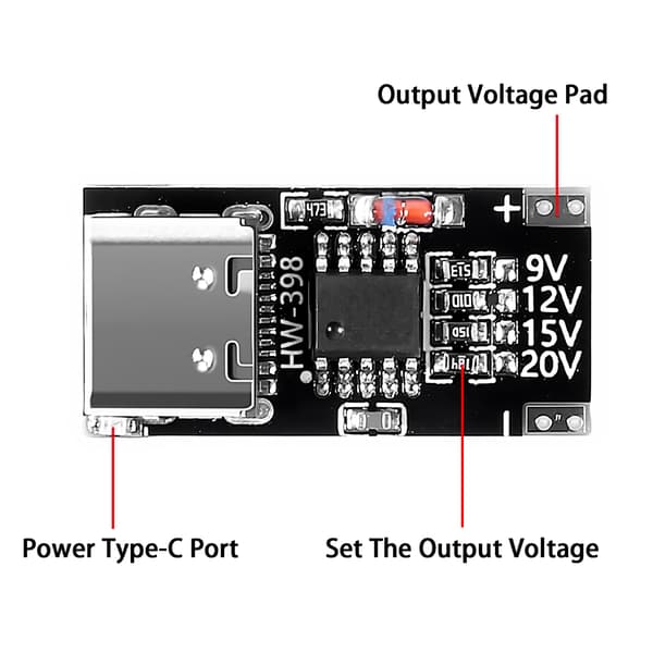 10 st USB-C PD Trigger Board-modul PD/QC Decoy Board Snabbladdning USB Typ-C till 12V Höghastighetsladdare Power Delivery Boost-modul