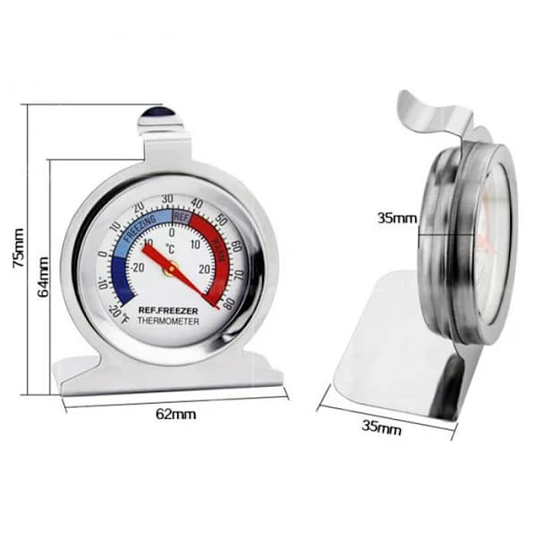 Køleskabstermometer i rustfrit stål, frysetermometer, termometer