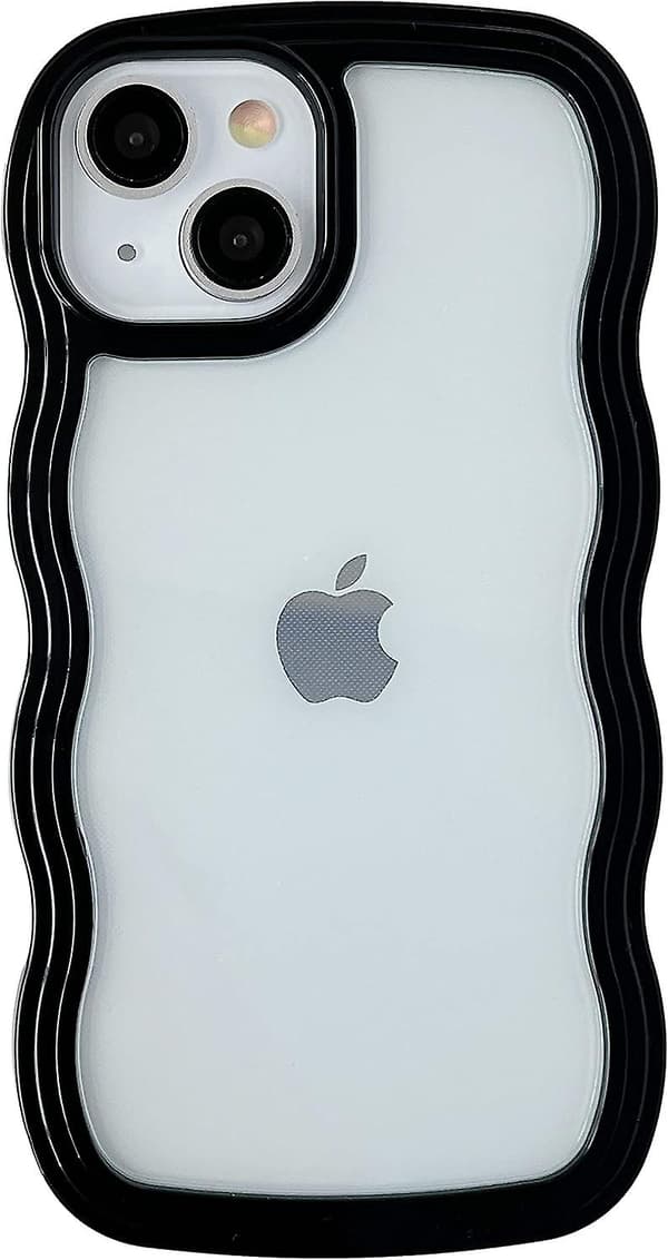 Sød krøllet bølgeformet stødsikkert blødt kompatibelt med iPhone-etui (sort, iPhone 13 Pro Max)