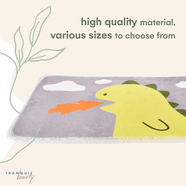 Dinosaur Bathroom Mat - Non-Slip Rubber Mat - Bathroom Doormat - Microfiber, Washable, Absorbent, Fun Patterned Soft Mat