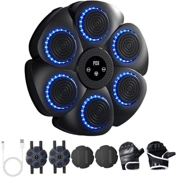 Musical boxing machine, smart wall-mounted boxing machine - Bluetooth with boxing gloves, 9 speeds and countdown modes C