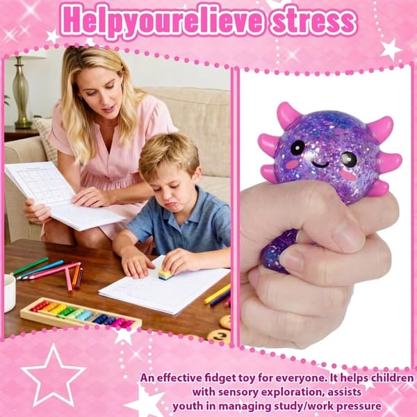 9 cm Lilla Glitrende Siddende Axolotl Squishy Langsomt Stigende Lilla Siddende Stil Purple Sitting Style