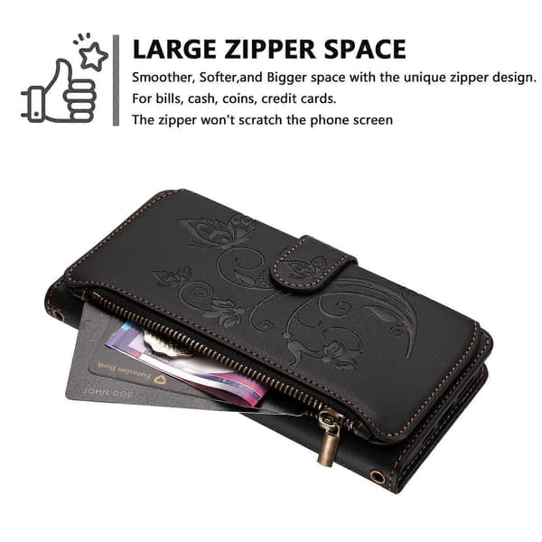 Fjäril Kärlek Blomma Multi-kort Dragkedja Plånbok Läder Telefonfodral (För Umidigi Bison X20)