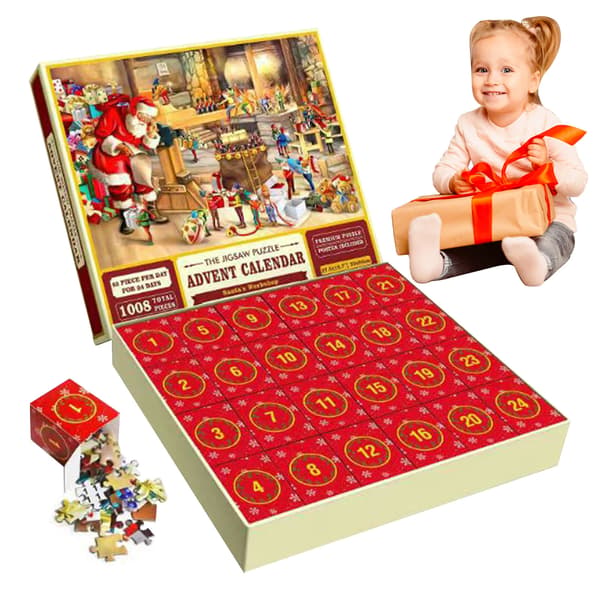Julpussel, 1008 bitars adventskalender, pussel, 24 dagar julhelgspussel