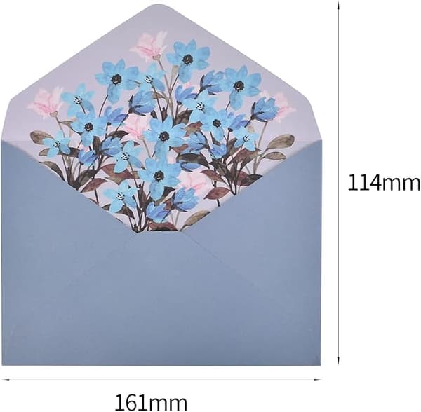 30 mønstrede konvolutter, blomsterkonvolutter, brevpapir og blomsterkonvolutter