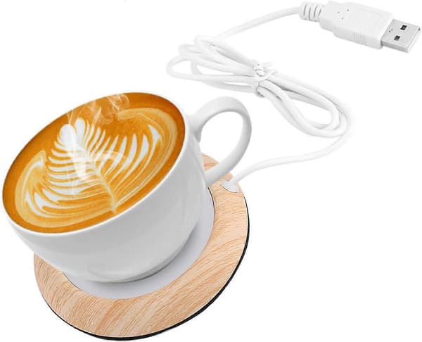 USB-krusvarmer med trekornsdesign, kaffekoppvarmer for skrivebord og konstant oppvarming til 80°C