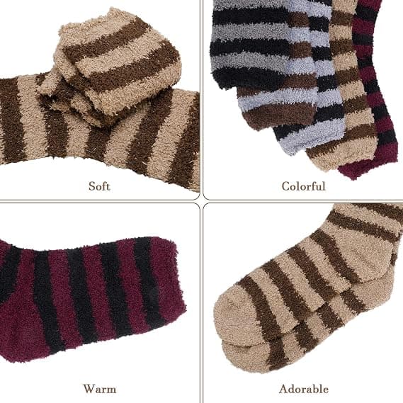 5 Pair Fluffy Socks Men, Fuzzy Bed Socks Warm Sleeping Socks Therm_OF