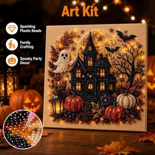 Innrammet Halloween Perlekunst Malingssett DIY Rhinestone Dekal Dekor, B