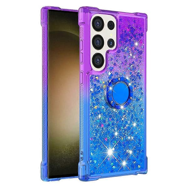 Til Samsung Galaxy S25 Ultra TPU-deksel med stativ Gradient Quicksand Støtsikker beskyttelse (lilla himmelblå)