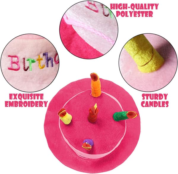 Rosa plysj bursdagskakehatt - Kostymefest hatt - Perfekt som festgave, klesplagg