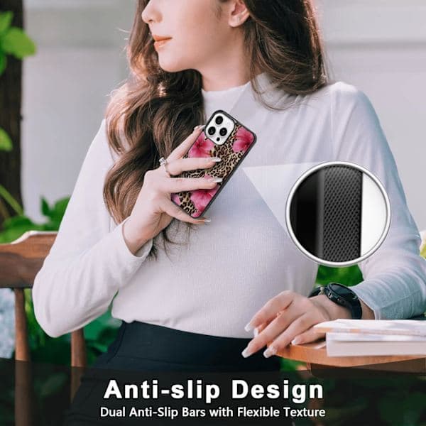 Sød lyserød hibiscusblomst leopard gepardmønster æstetisk telefoncover til iPhone 16 Pro Max cover til kvinder piger - 6,9 tommer