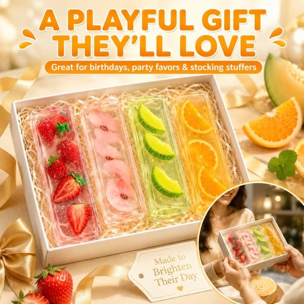 Strawberry Ice Cube Squeeze Toys, Realistic Clear Fruity Squeeze Block Strawberry Strawberry
