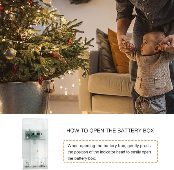 100 LED Batteridrevne Kobbertrådlys for Innendørs og Utendørs (12m, Varmhvit)