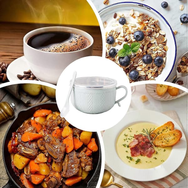 25oz Soup Cup with Handle and Spill-Proof Lid, Microwave Safe Large Mug for Hot or Cold Beverages