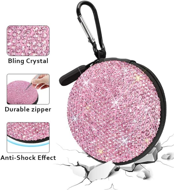 Hovedtelefonetui Ørepropper Små Bæretasker Bling Rhinestone Krystal
