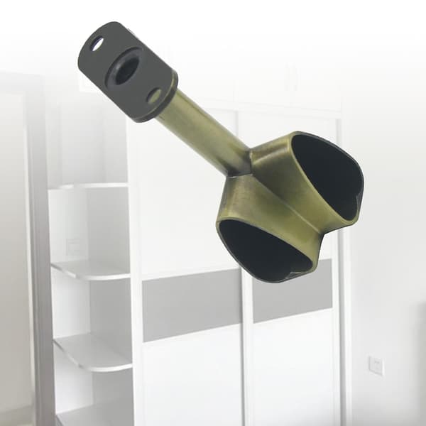 2 Pcs Ceiling Mounted Bracket Corner Wardrobe Rod Clothes Rail Lever Holder Qinhai 2 2