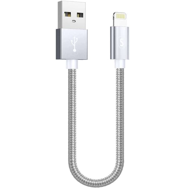 SiGN USB-kabel med Lightning 2.4A, 12W för iPhone, 25cm Silver Silver silver