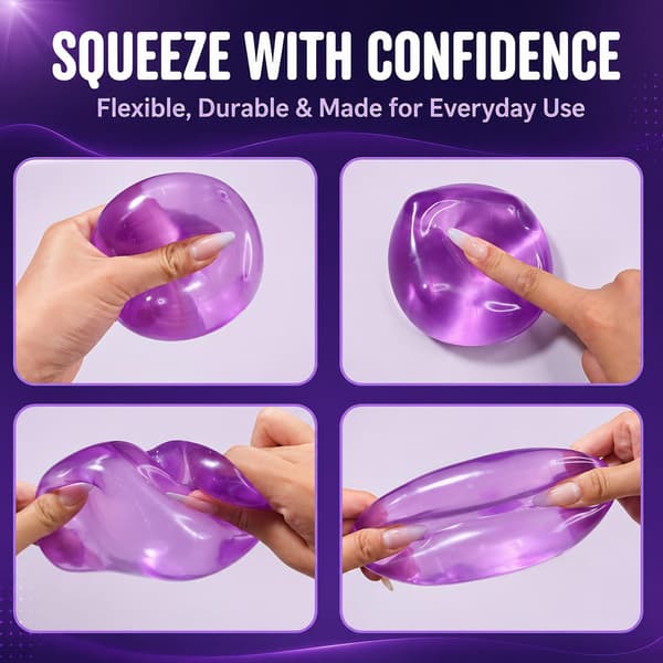 Premium Mega Squeeze Stresskube, Squishy Fidgetleke, Barn og Voksne Lilla Purple