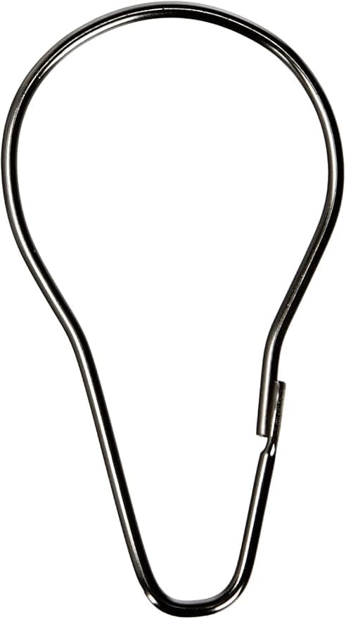Duschdraperiringar i metall (silver), set med 12 upphängningsringar med duschdraperispänne.