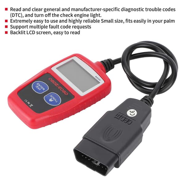 Bilmotor Diagnostisk Scanner OBD2 Fejldetektor Baggrundsbelyst LCD-skærm Bilværktøj MS309