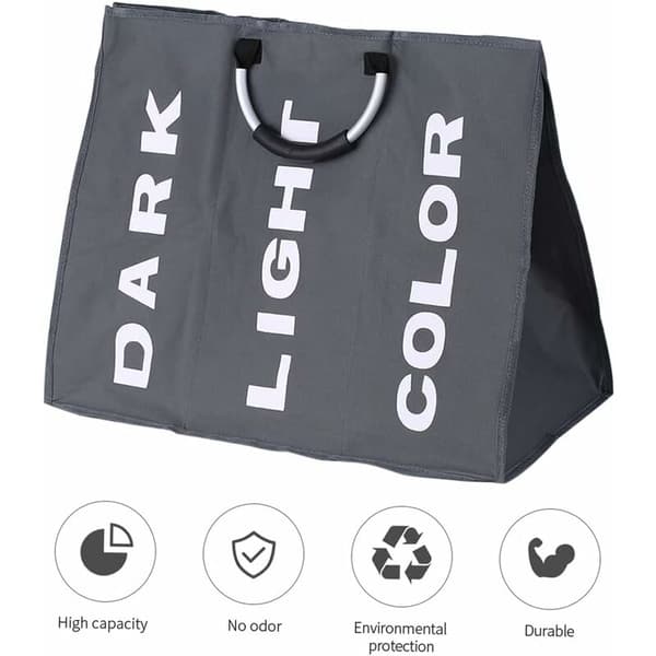 Laundry basket with compartments - Large foldable compartments - Storage bag for dirty clothes - with Aluminum handles
