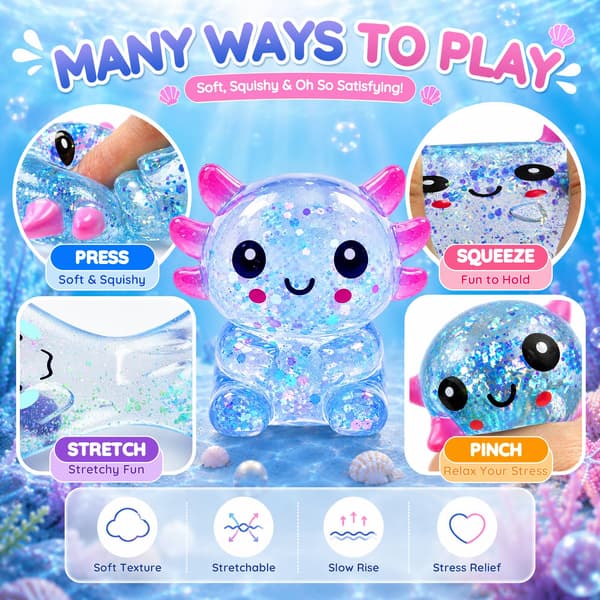 Axolotl Squishy Leksak, Mjuk TPR Långsamt Stigande Klämleksak (Blå) Blue