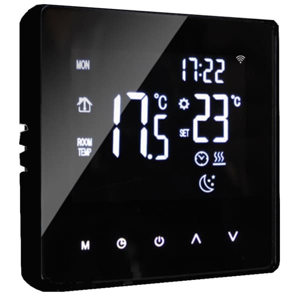 Trådlös smart termostat med appkontroll, veckoprogrammerbara inställningar och temperaturminne