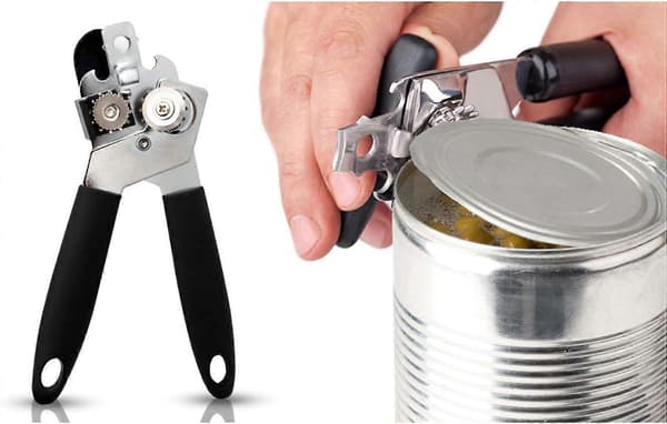Stilfuld Krom Multifunktionel Dåseåbner med Ergonomisk Komfortgreb til Køkken, 1 stk 22.5x6.5x6.5cm