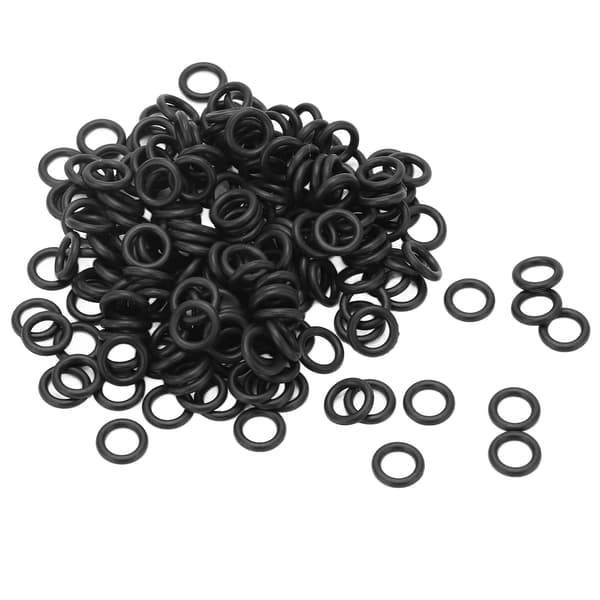 200 stk. sort gummi O-ring Slidstærk fleksibel universal O-ring til fiskeri