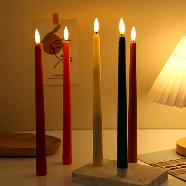 Pakke med 6 sorte LED-simulerede stearinlys med langt skaft, dekorative udendørslamper, julepynt