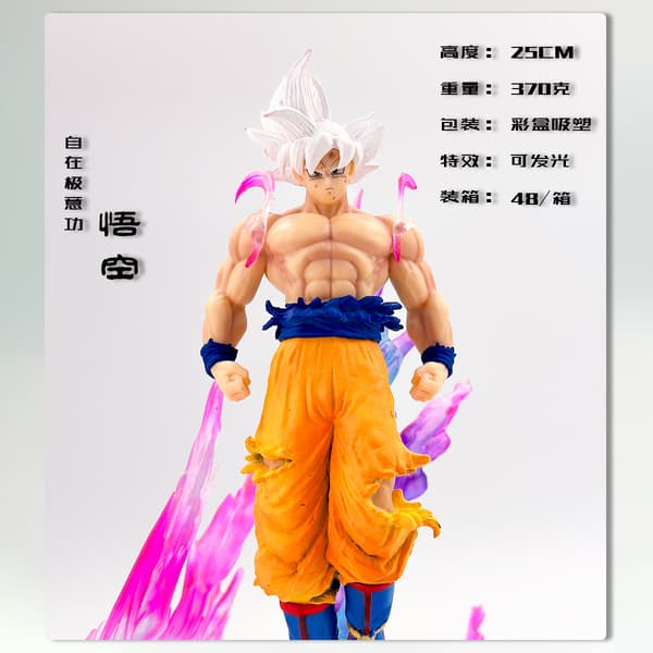 Dragon Ball Son Goku Ultra Instinct Figur Vit Hårig Saiyan Liten Modell