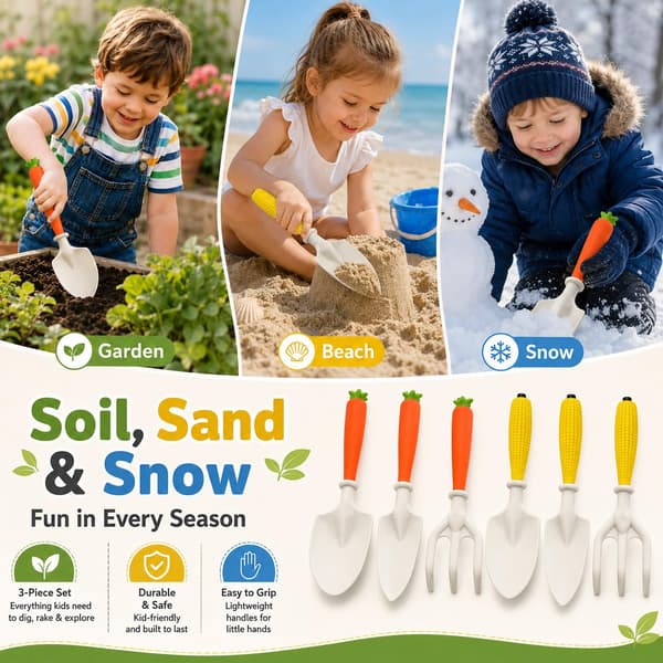 Have-, strand-, sand- og snesæt til børn, gulerod 3-delt sæt Carrot 3-pc Set