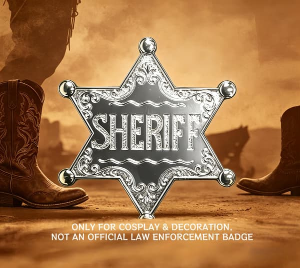 Western Sheriff-bricka, Sheriff-bricka, Present till Sheriff-cosplayers, Presenter till kalaspåsar Silvrig Silvery