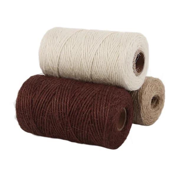 Jute Rope Braided Twine 2mm 3pcs for DIY Packaging Material in White, Brown and Khaki
