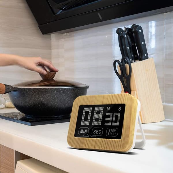 Smart Touch Screen Timer, Vægmonteret Timer til Køkken eller Kontor, Digital Køkkentimer med Nedtællingsfunktion, Belyst Touchskærm Sikrer