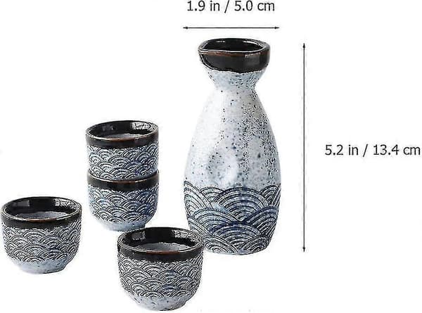 Japansk Sake Koppsett 4 stk 35ml Sakekopper + 1 stk 180ml Sakekanne Sett Keramiske Vinglass