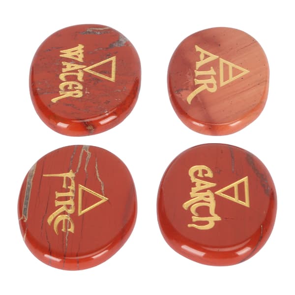 4 Elementer Sorterede Sten Graverede Trekantede Symboler Jord Luft Ild Vand Polerede Runesten til Reiki Krystaller Healing Redstone
