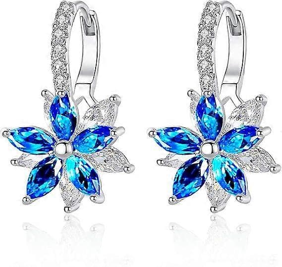 Sølvøreringe til kvinder, hvidguldbelagte dobbelte blomsterøreringe med cubic zirconia
