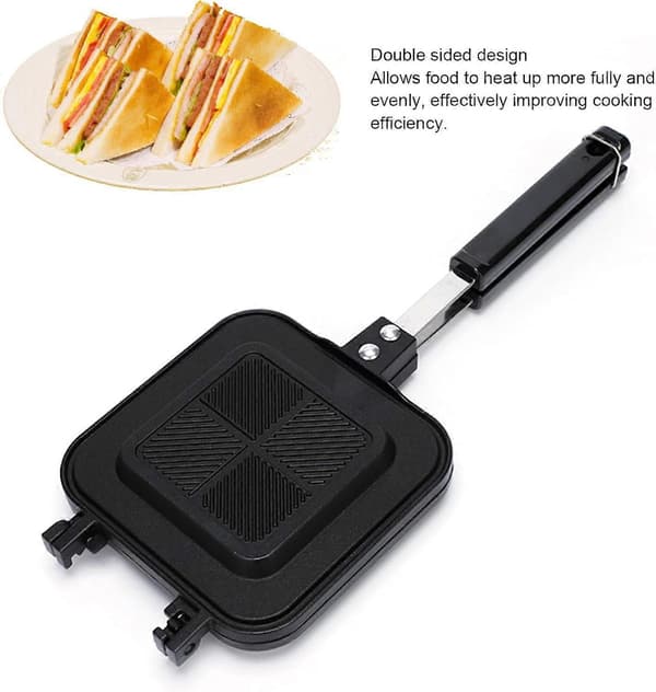Sandwich Maker Double-Sided Nonstick Panini Press with Ergonomic Handle for Stovetop Cooking
